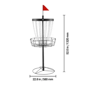 Father's Day Gift VEVOR Disc Golf Basket, 24-Chains Portable Disc Golf Target Hole, Heavy Duty Steel Practice Disc Golf Target, Indoor & Outdoor Disc Golf Course Basket, Disc Golf Basket Stand Equipment, Black