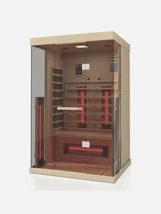 2 Person Low EMF Far Infrared Sauna Hemlock Indoor Sauna w/ Bluetooth