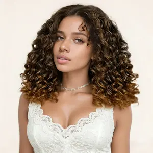 VOSILK Curly Half Wig Deep Wave Glueless Wigs Upgrade 3 In 1 Wigs Beginner Friendly Seamless Flip Over Drawstring Curly Wig Ready to Go Headband Wig Natural Color 14 Inch