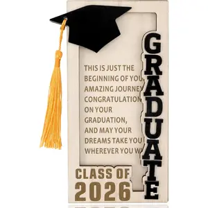2026 Graduation Money Holder Wooden Cash Envelope Holder for Class of 2026 Senior Graduation Party Birthday Holiday Gifts for Women Men Kids Friends