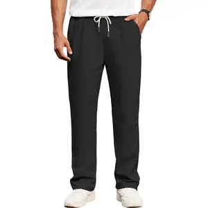 COOFANDY Men's Casual Chino Pants Relaxed Fit Drawstring Elastic Waist Lightweight Pant Twill Pleated Trousers