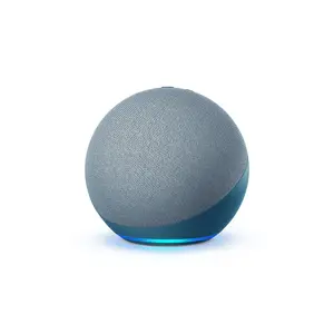 Alexa Vibrant Sounding Speaker - Charcoal Finish, Ideal for Bedrooms, Dining Rooms & Offices, Light Blue Accent - Smartphone, Audio