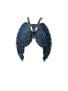 The Armored Kingdom Silver Guardian Wings of Glory Necklace - Lunar Sentinel Edition with Luminous & Celestial Design Stainless Steel 2.1 in Pendant 22 in Chain Free Scroll Crown Keychain Ring Sizer