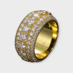 Single Row Moissanite Ring - Gold-Tone Band with Sparkling Moissanite Stones