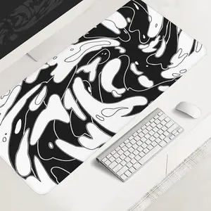 Black and White Swirl Abstract Large-sized Gaming Mouse Pad,Desktop Protection Pad, Anti-slip Rubber Lock Edge High-definition Printing, Suitable for Computers, Laptops, Offices, Homes, Schools, as a Gift for Family and Friends