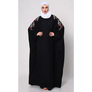 Beautiful Floral Embroiderd Black Kaftan with Pockets