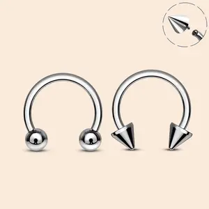 10G-18G Titanium Spike/Ball Ends Internally Threaded Horseshoe Circular Barbell