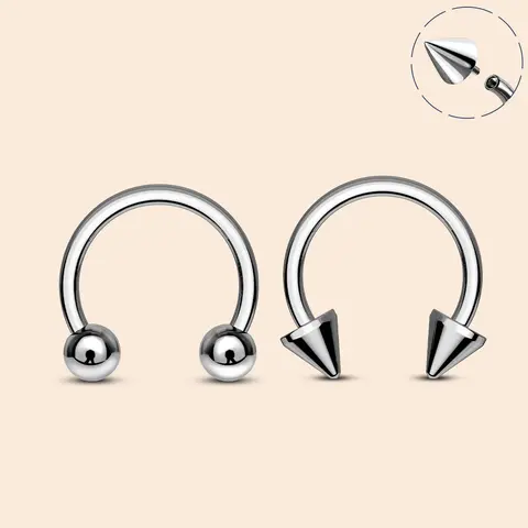 10G-18G Titanium Spike/Ball Ends Internally Threaded Horseshoe Circular Barbell