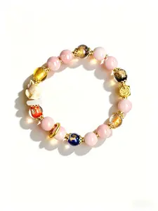 Fox pink porcelain incense ash bracelet, symbolizing love, good luck, and wisdom, protecting relationships