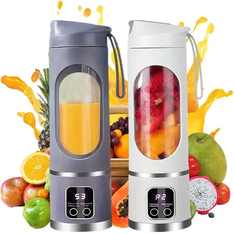 【 Good Gifts for Friends】Portable Mini Blender Cup Food Grade Electric Juicer-USB Fast Rechargeable Fruit Vegetable Mixer Easy Clean Portable Smoothie Maker for Office Gym Outdoor Camping Travel Perfect Father's Day Gift