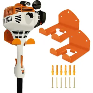 Heavy-duty Garage Organizer Wall Mount - Rust-proof Orange Tool Rack with Safety Hooks, Suitable for Lawn Mowers, Hedge Trimmers, Garage Tools - Space-saving Wall-mounted Storage, Stylish Metal Wall-mounted Design, Polished Metal Surface