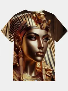 Men's Egyptian Queen Nefertiti 3D Pharaoh T-Shirt, Short Sleeve Round Neck Casual Aesthetic Summer Wear, All over Print for Theme Parties