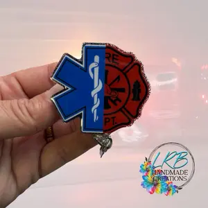 Fire Paramedic Badge Reel ~ Retractable Badge Reel ID Holder ~ Customizable ~ Handmade ~ Nurse Badge Reel ~ Teacher Lanyard ~ Magnetic Pin ~ Stethoscope Tag ~ Magnet ~ Phone Grip ~ First Responders ~ EMT