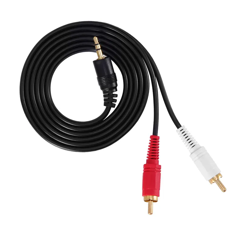 3.5mm Male Plug to 2 RCA Y Male Digital Durable Stereo Audio Adapter Cable - AUX Auxiliary Connector for CD Players, Computers, Amplifiers