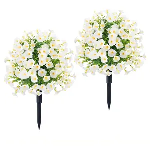 Outdoor Artificial Trumpet Vine Flowers, UV Resistant Real Touch, Garden Wedding Valentine's Day Home Decor, Spring Summer Festive Events