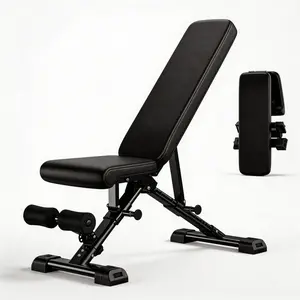 [Fahuac] 2-in-1 Adjustable Weight Bench with Resistance Bands - Foldable Dumbbell Bench for Home Gym, Flat/Incline/Upright Positions, 46x13x48in, Full Body Strength Training.