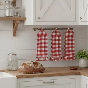 Cherry Ann Check Button Loop Tea Towel Set of 3