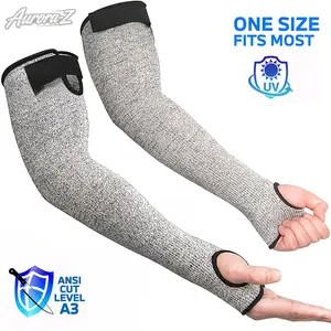 1 Pair Cut-Resistant Arm Sleeves, ANSI A3 Level Protection With Adjustable Cuffs & Thumb Hole, UV Protection Arm Protectors For Thin Skin & Bruises, Suitable For Gardening Welding Cooking Outdoor Activities