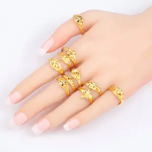 10pcs/bag Wedding Women Rings Golden Adjustable Jewelry Rings Birthday gift  Mother's Day gift