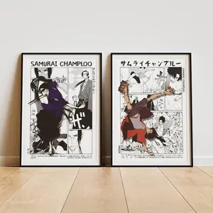 Samurai Champloo Poster Set of 2, Samurai Champloo Print, Samurai Champloo Art, Jin Poster, Mugen Poster, Samurai Poster, Anime Poster