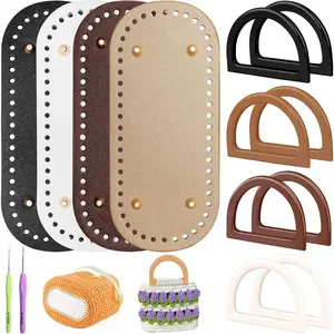 THE WELL KEPT 4+8 PCS Bag Bases for Crochet with D Shape Purse Handles for Bag Making 2 PCS Crochet Hooks Leather Purse Bottoms for Crocheting DIY