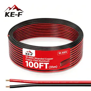 KE-F 18 Gauge Wire, Electrical Wire Red Black 2 Conductors Cable, 100FT 2 Pin Flexible Low Voltage PVC Extension Cable Cord for Doorbell Wire LED Strips LED Lamp Tape Lighting, RC RV Car Wiring 12V/24V DC