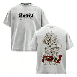 [HM 100%cotton]Broly The Legendary Vintage Washed Oversized Graphic Tee, DBZ Double Printed T-Shirt, Heavyweight Cotton Unisex Streetwear Top, Gym Pump Cover, Gift for Anime Fans wind breaker world tshirts book merch,funny graphic tee, men’s  t-shirts,