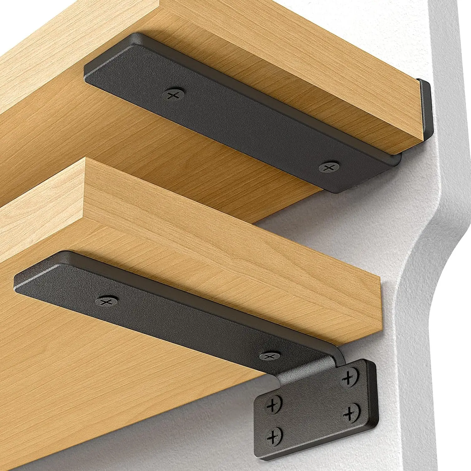 Shelf Bracket, Floating Shelf Bracket 6 Inch , 6 Pack Heavy Duty Shelf Brackets, Metal Wall Shelf Brackets with 1/5 Inch Thick and Holds 160+lb, Brackets for  Shelves,Black