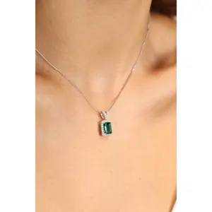 Adored 1.25 Carat Lab-Grown Emerald Pendant Necklace