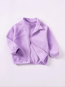 Girls' Casual Fashion Jacket, Zipper Design, Soft Plush Fabric, Sweet Cute Style, Suitable for Ages 3-8, Perfect for Parties or Gifts, Casual Cute Outerwear