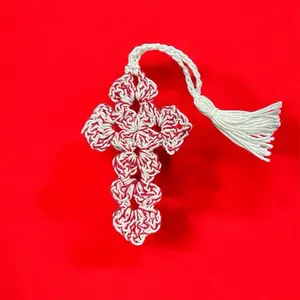 Crocheted Cross Bookmarks - White Handcrafted Design with Tassel Accent
