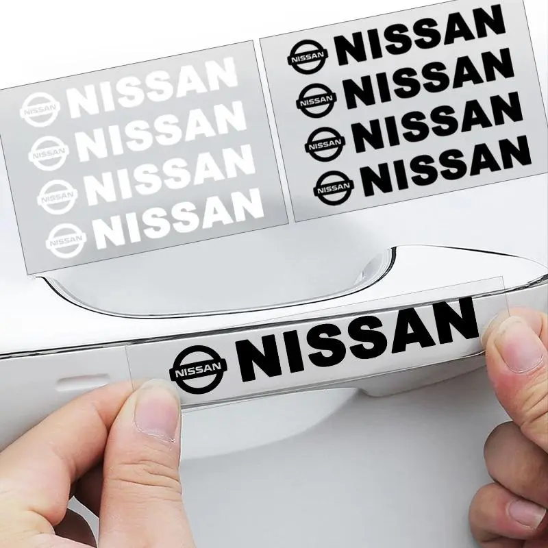 4Pcs Car Door Handle Stickers Tire Rear View Mirror Decals For Nissan Nismo Almera Tiida Juke Teana Qashqai 350Z 370Z GTR