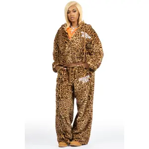 Lanika Brown Cheetah Fur Baggy Fit Track Set