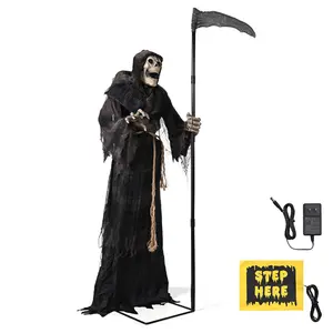 Yescom 6 Ft Halloween Grim Reaper Life Size Animatronics Skull Motion & Sound Activated