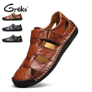 GREKS Men's Sport Sandals Closed Toe Outdoor Handmade Sandal Summer Beach Sandal Fisherman Sandals Lightweight & Versatile