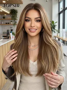 Topshe 13x6 HD Lace Front Wig Medium Length Curly Hair, Dark Highlights, Heat Resistant, Breathable, Perfect for Christmas Holidays