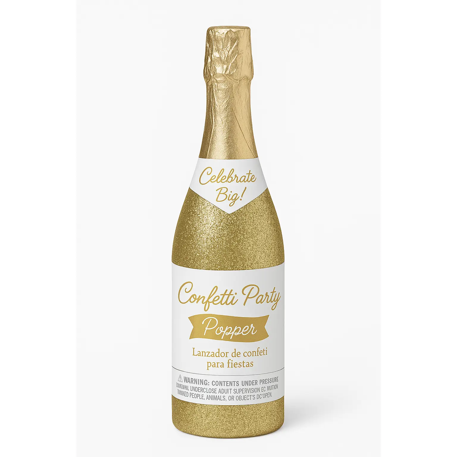 Golden Age Champagne Bottle Confetti Popper for Celebrations