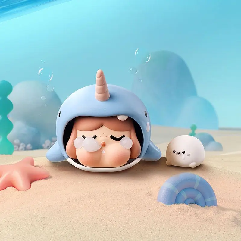 POP MART CRYBABY Cry Me An Ocean Series Figurines Collectibles, 2 Cute Plastic Figure Mystery Boxes with Hidden Models, Ocean Themed Stuff, Cute Figures, Series Set
