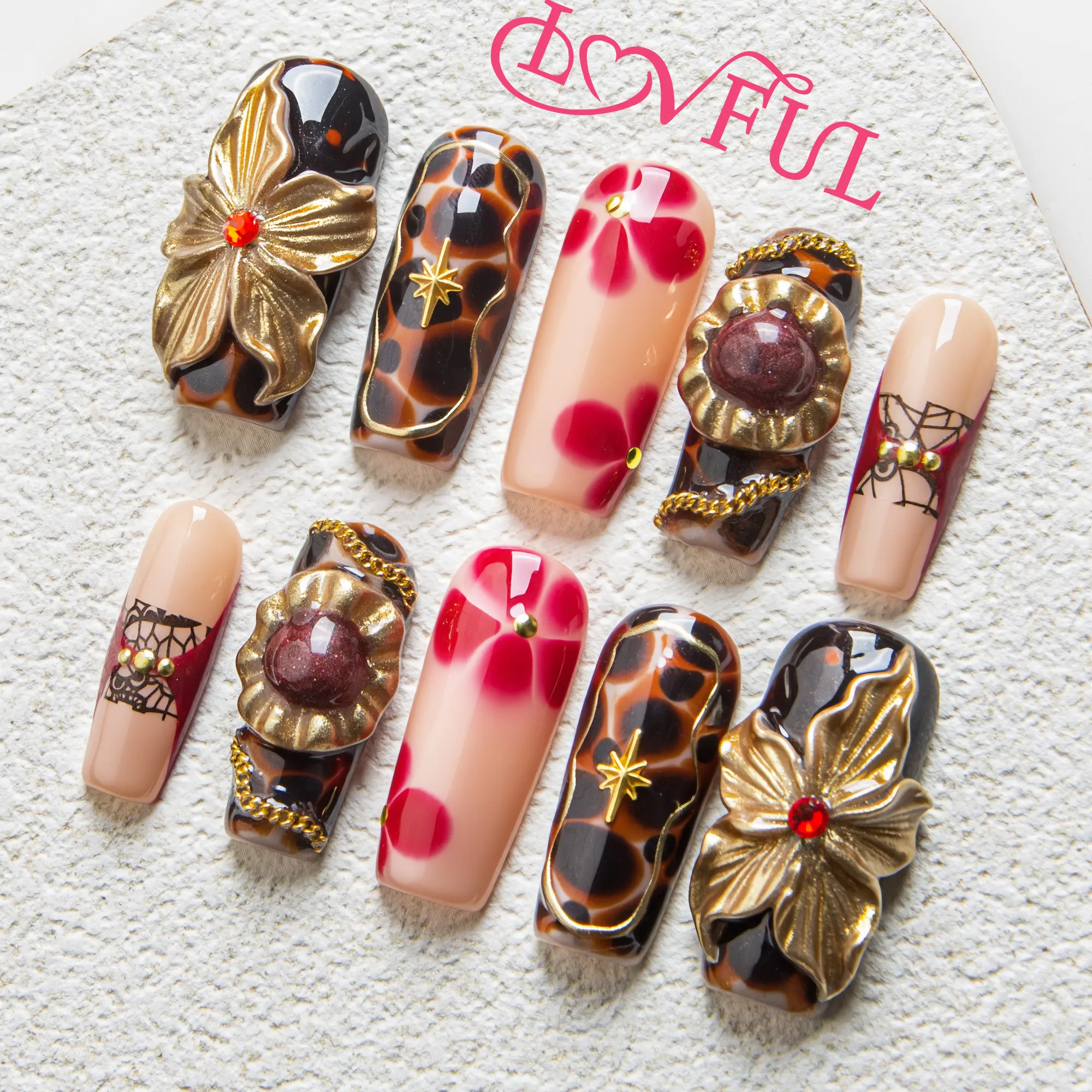 Lovful | H623 Sinner’s Bloom Handmade Acrylic Press On Nails | 10PCS Reusable Salon Quality 2025 New #DealsForYouDays