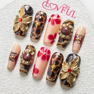Lovful | H623 Sinner’s Bloom Handmade Acrylic Press On Nails | 10PCS Reusable Salon Quality 2025 New