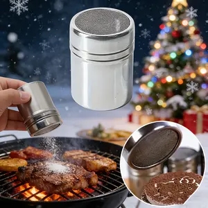 3pcs Stainless Steel Fine Mesh Powder Sugar Shaker Duster with Lid - Baking Utensil for Restaurant Use - Perfect for Baking Soda, Cocoa, Cornstarch, Coffee, Flour, and More