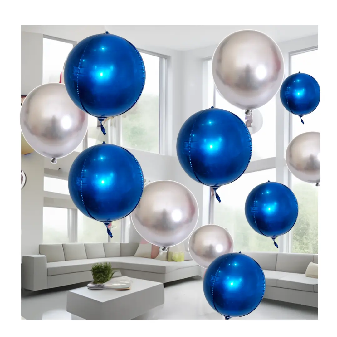 Apintop Round 4D Foil Balloons Set of 10 18-inch Sphere Balloons for Birthday Parties, Weddings, Graduations, Baby Showers, and Celebrations - Helium Supported Light Float Shiny Decor Decoration