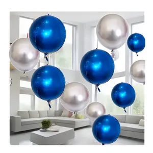 Round 4D Foil Balloons Set of 10 18-inch Sphere Balloons for Birthday Parties, Weddings, Graduations, Baby Showers, and Celebrations - Helium Supported Light Float Shiny Decor Decoration