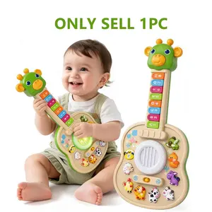 Giraffe Music Guitar Toy, Abc Learning, Light Sound, Interactive Musical Instrument for Kids 3+, Animal Sounds Melody, Holiday Gift