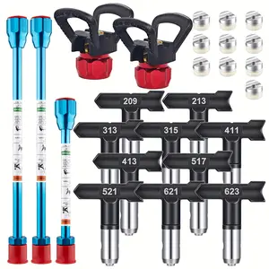 15-Piece Airless Paint Sprayer Kit, Includes 10 Reversible Nozzles, 3 Extension Rods, 2 Nozzle Covers, Ideal for Latex Paint & Varnish, Paint Sprayer Accessories
