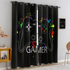 Fashion Game Controller Pattern Curtains Set, Design, Durable, Ideal for Bedroom Living Room Kitchen, Home Decoration Curtain