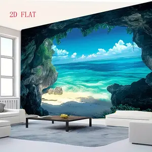 Ocean Beach and Rock Cave Tapestry - Lightweight Polyester Wall Decoration, Suitable for Living Room, Bedroom, Office - Includes Easy Installation Kit, Home Artwork