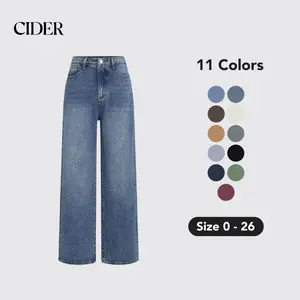 Cider [11 colors, size 0-26] Yoney Denim Solid Straight Leg Jeans