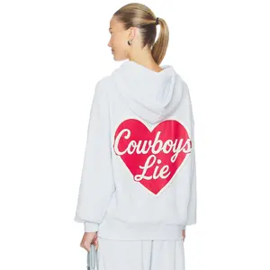 Boys Lie Cowboys Lie Terry Natural Racer Hoodie in Light Blue