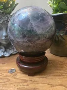 Large Natural Fluorite Sphere - Natural Crystal Protection Charm, Protector Decor for Jewelry Accessories